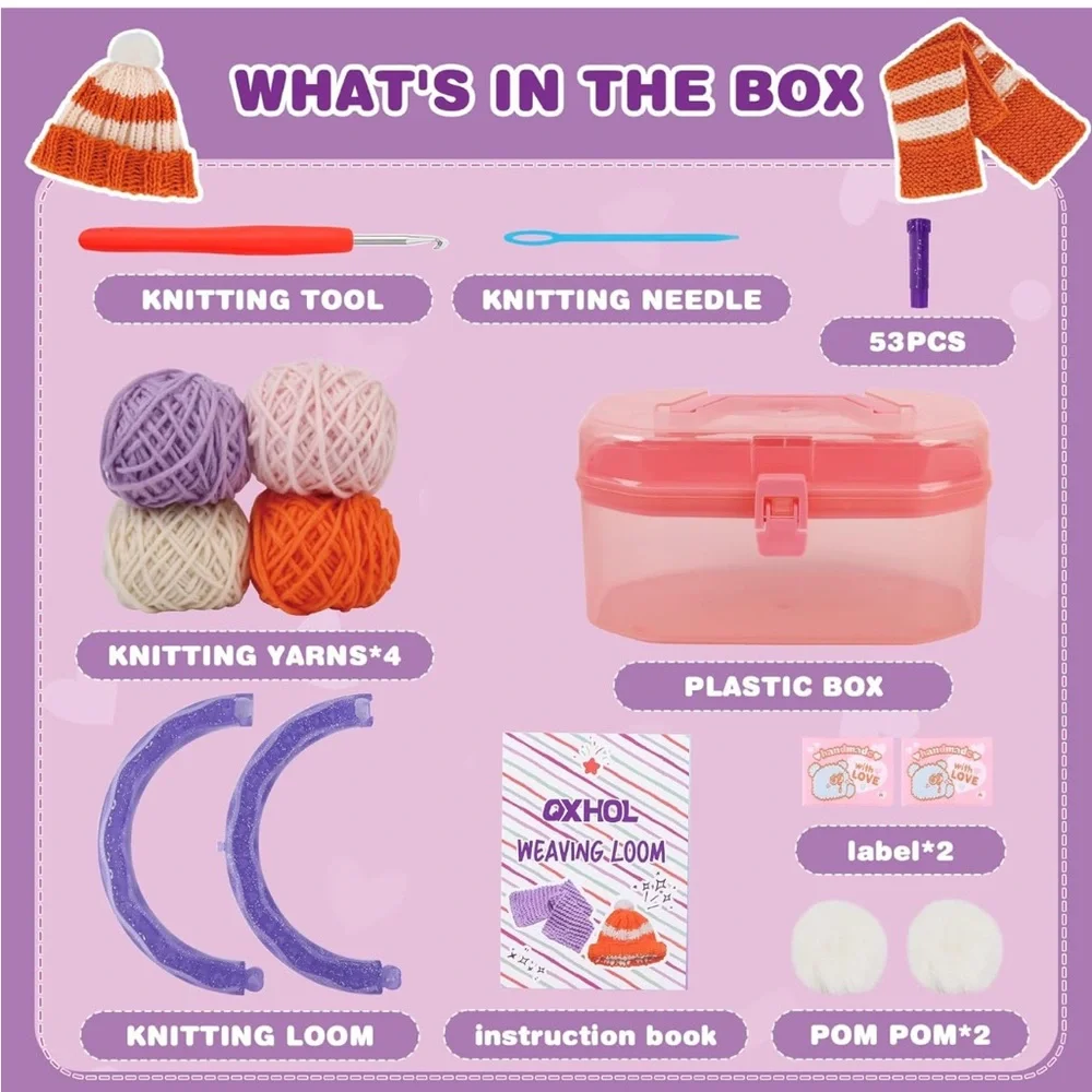 QXHOL  Knit Hat Scarf Knitting Loom Kit - DIY Craft Kit for Beginner new in box